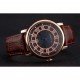 Cartier Rotonde Date Black Dial Rose Gold Case Brown Leather Strap