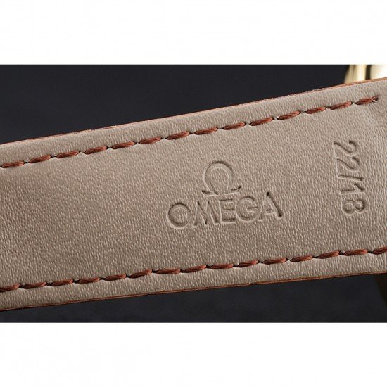 Omega De Ville Moonphase Gold Dial And Case Brown Leather Bracelet 1454228