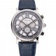 Cartier Rotonde Chronograph Black And White Dial Stainless Steel Case Blue Leather Strap