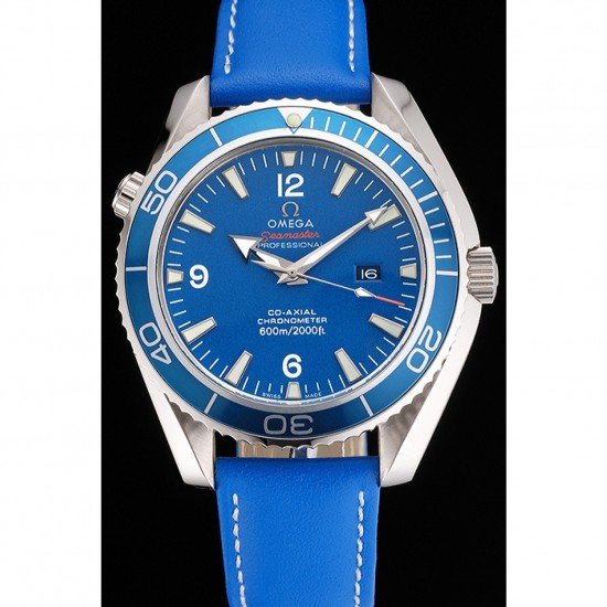 Omega Seamaster Planet Ocean Blue Dial Blue Leatherl Bracelet 622538