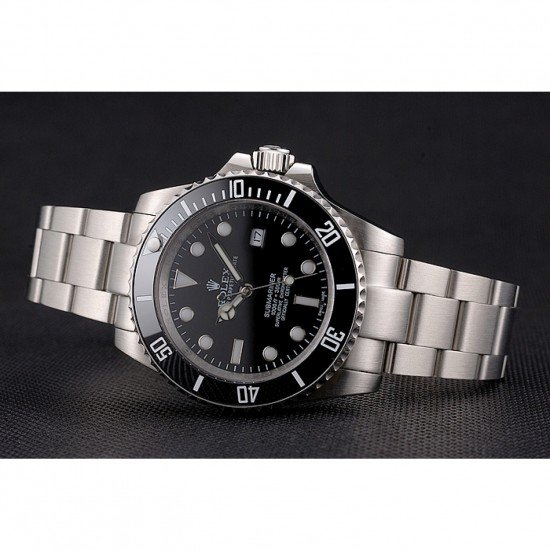 Swiss Rolex Submariner Small Date Black Dial And Bezel Stainless Steel Case And Bracelet