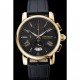 Montblanc Chronograph Black Dial Black Leather Bracelet Gold Case 1454112