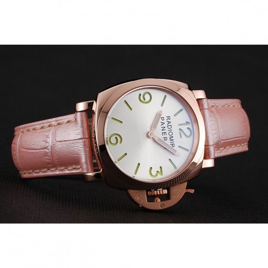 Panerai Radiomir White Dial Rose Gold Case Pink Leather Strap 1453802