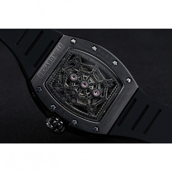 Richard Mille Tourbillion Spider RM 19-01 Black Diamond Case Black Rubber Bracelet 1454259