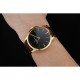 Swiss Vacheron Constantin Patrimony Grand Taille Black Dial Gold Case Brown Leather Bracelet 1454178