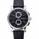 Montblanc Chronograph Black Dial Black Leather Bracelet Silver Case 1454111