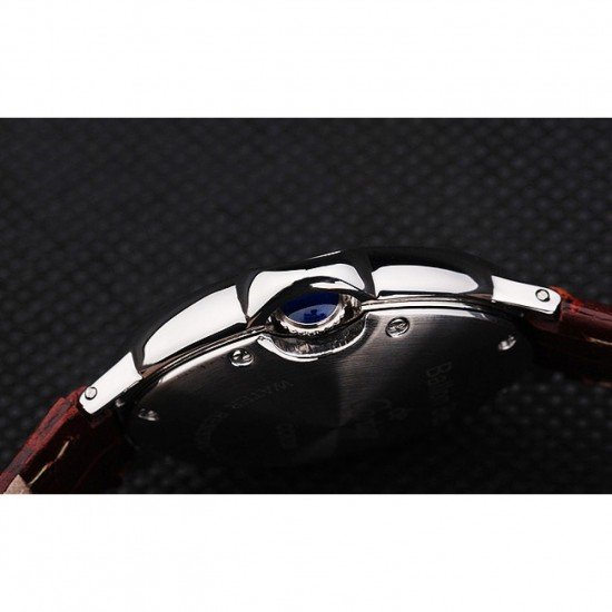 Cartier Ballon Bleu 42mm White Dial Stainless Steel Case Brown Leather Bracelet