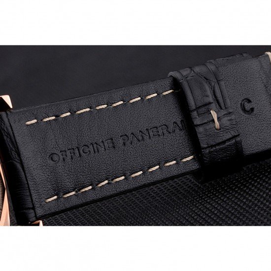 Swiss Panerai Radiomir 1940 Chronograph Black Dial Rose Gold Case Black Leather Strap