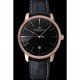 Swiss Vacheron Constantin Patrimony Black Dial Rose Gold Diamonds Case Black Leather Bracelet 1454175