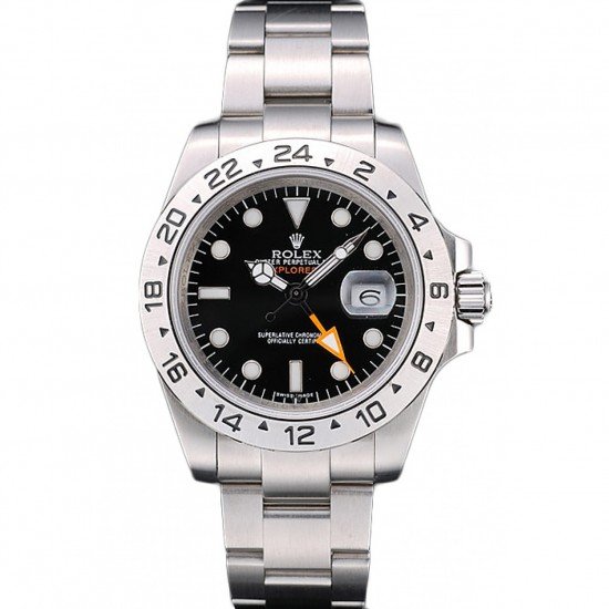 Rolex Swiss Explorer Stainless Steel Bezel Black Dial Watch