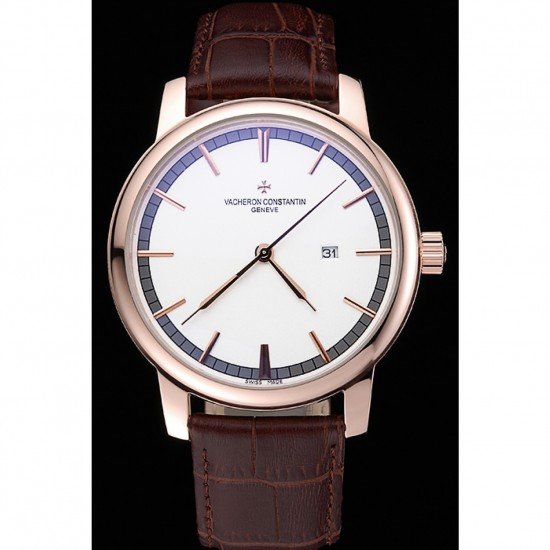 Vacheron Constantin Patrimony Contemporary Gold Case White Dial Brown Leather Strap 622307