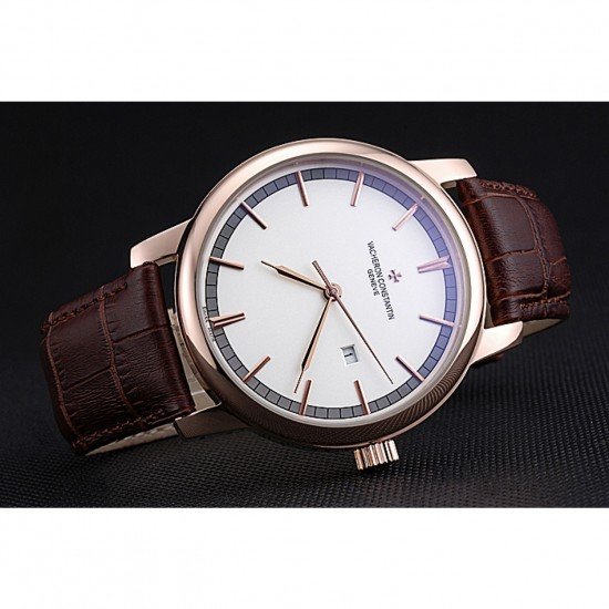 Vacheron Constantin Patrimony Contemporary Gold Case White Dial Brown Leather Strap 622307