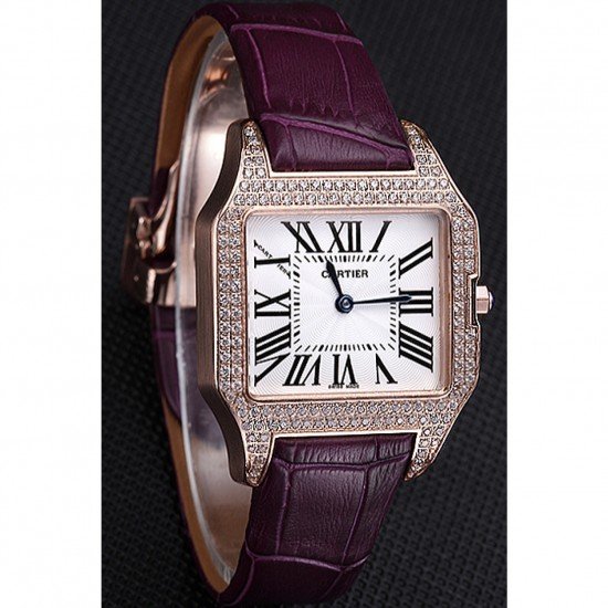 Cartier Santos 100 Diamond Rose Gold Bezel 621913