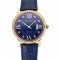 Swiss Cartier Ronde Solo Blue Dial Gold Diamond Case Blue Leather Strap