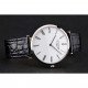 Swiss Longines Grande Classique White Dial Roman Numerals Stainless Steel Case Black Leather Strap
