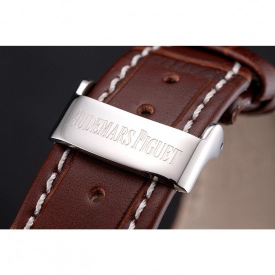 Audemars Piguet Royal Oak Fondation White Dial Stainless Steel Case Brown Leather Strap