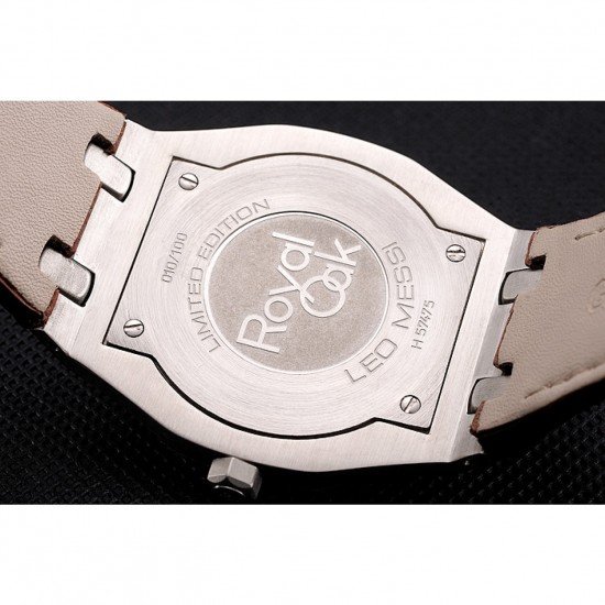 Audemars Piguet Royal Oak Fondation White Dial Stainless Steel Case Brown Leather Strap
