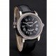 Swiss Cartier Ballon Bleu GMT Silver Dial Stainless Steel Case Black Leather Strap