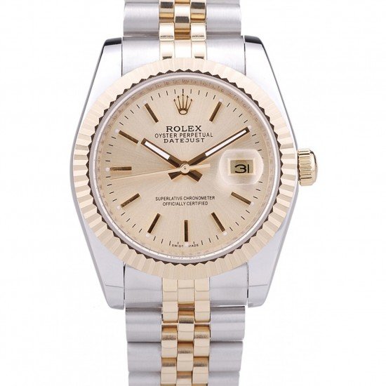 Rolex Datejust Gold Dial Ribbed Bezel 7450