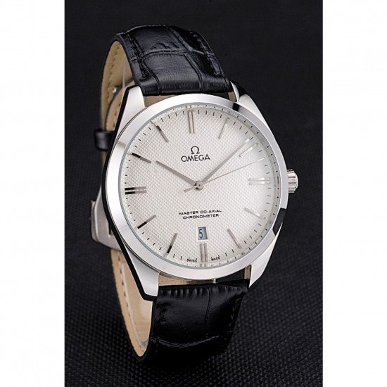 Omega Tresor Master Co-Axial White Dial Stainless Steel Case Black Leather Strap