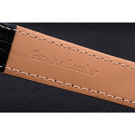 Cartier Rotonde Blue Crown Black Leather Bracelet 621975