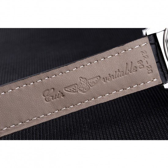 Breitling Chronomat 13 Stainless Steel Case Black Dial Black Leather Bracelet 622237