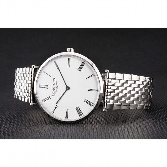 Swiss Longines Grande Classique White Dial Roman Numerals Stainless Steel Case And Bracelet