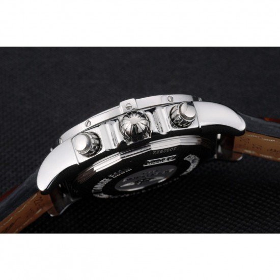 Swiss Breitling Certifie Stainless Steel Bezel Brown Croco Leather Bracelet White Dial 80285