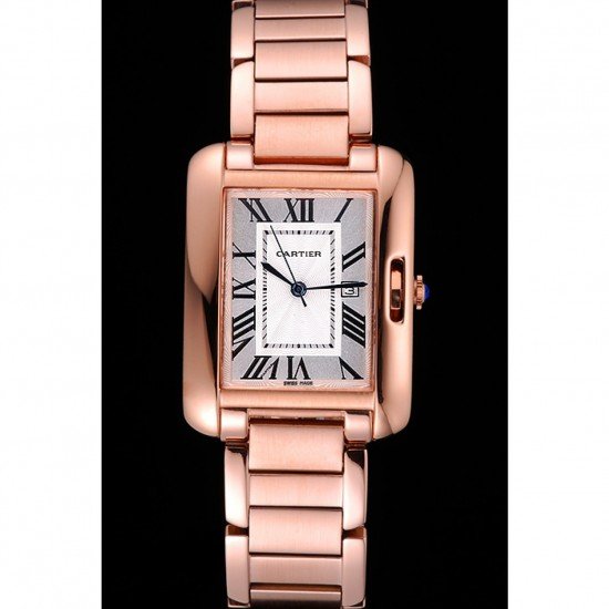 Cartier Tank Anglaise 30mm White Dial Rose Gold Case And Bracelet