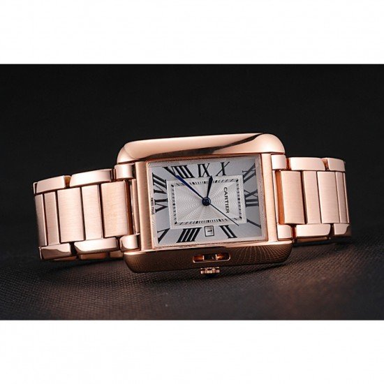 Cartier Tank Anglaise 30mm White Dial Rose Gold Case And Bracelet