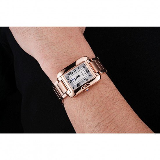 Cartier Tank Anglaise 30mm White Dial Rose Gold Case And Bracelet