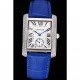 Cartier Tank MC Stainless Steel Diamond Case White Dial Blue Leather Strap 622172