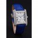 Cartier Tank MC Stainless Steel Diamond Case White Dial Blue Leather Strap 622172