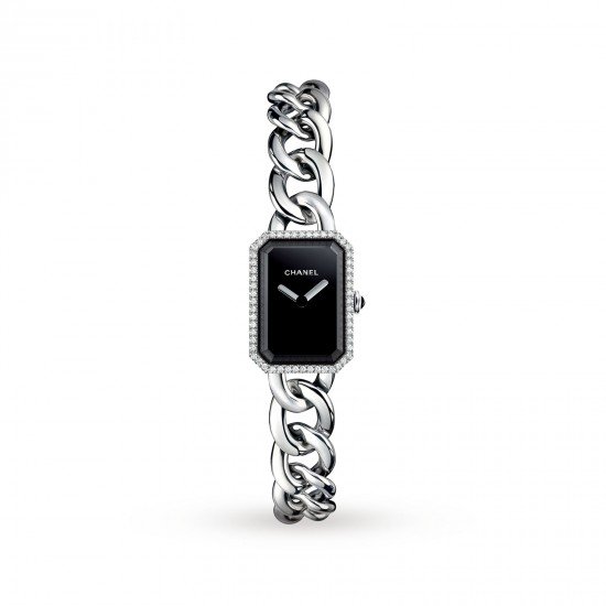 Swiss Designer Premiere Steel and Onyx Watch