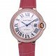 Swiss Cartier Ballon Bleu de Cartier White Dial Diamonds Case Pink Leather Bracelet 622553