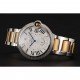 Swiss Cartier Ballon Bleu Two Timezone White Dial Diamond Case Gold And Silver Bracelet 1453876