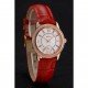 Omega De Ville Prestige Small Seconds White Dial Diamond Bezel Rose Gold Case Red Leather Strap
