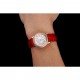 Omega De Ville Prestige Small Seconds White Dial Diamond Bezel Rose Gold Case Red Leather Strap