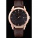 Swiss Vacheron Constantin Traditionnelle Black Dial Rose Gold Case Brown Leather Bracelet