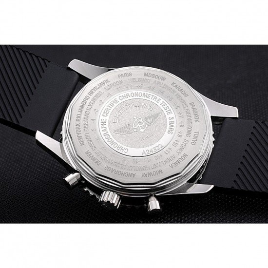 Breitling Certifie Black Rubber Strap Black Dial Chronograph 80182