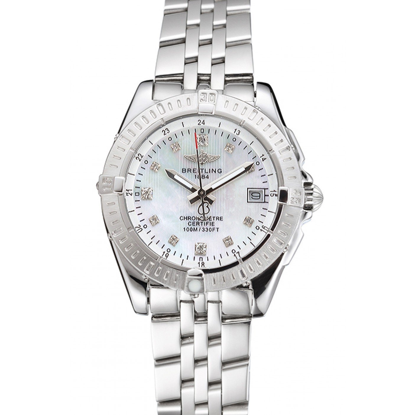 Breitling Colt Lady Pearl Dial Diamond Hour Marks Stainless Steel Case And Bracelet
