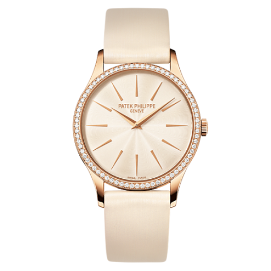 AAA Replica Patek Philippe Calatrava Rose Gold Pearly White Watch 4897R-010
