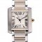 Swiss Cartier Tank Francaise Steel Case White Dial Roman Numerals Two Tone Bracelet 622648