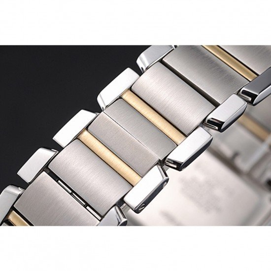 Swiss Cartier Tank Francaise Steel Case White Dial Roman Numerals Two Tone Bracelet 622648