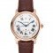 Swiss Cartier Rotonde Annual Calendar White Dial Rose Gold Case Brown Leather Strap