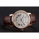 Swiss Cartier Rotonde Annual Calendar White Dial Rose Gold Case Brown Leather Strap