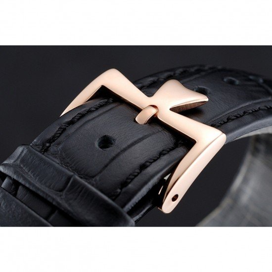 Vacheron Constantin Traditionnelle Tourbillon Black Dial Gold Case Black Leather Bracelet 1454060