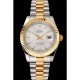 Swiss Rolex Datejust White Dial Gold Bezel Stainless Steel Case Two Tone Gold Bracelet