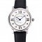 Swiss Cartier Rotonde Solo White Dial Silver Case Black Leather Strap