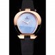 Omega Ladies Watch Sky Blue Dial Gold Case Black Leather Strap 622821